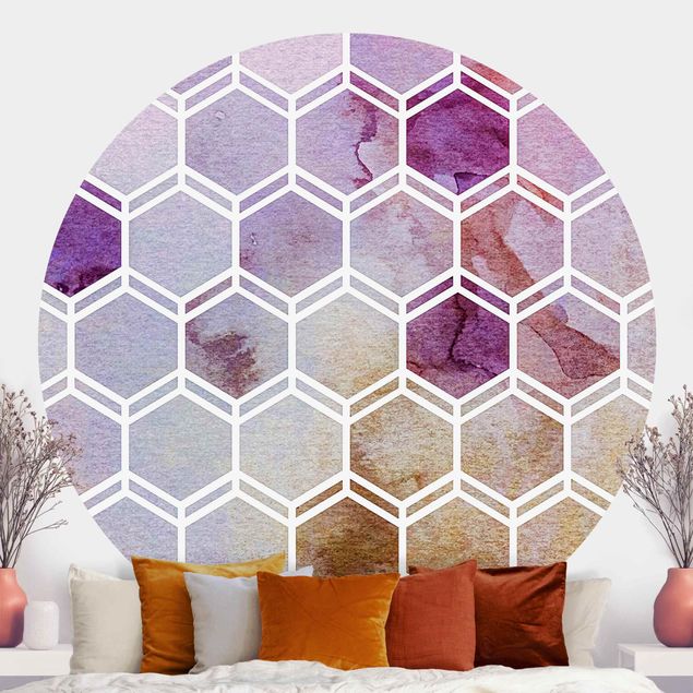 Wallpapers Hexagonal Dreams Watercolour In Berry