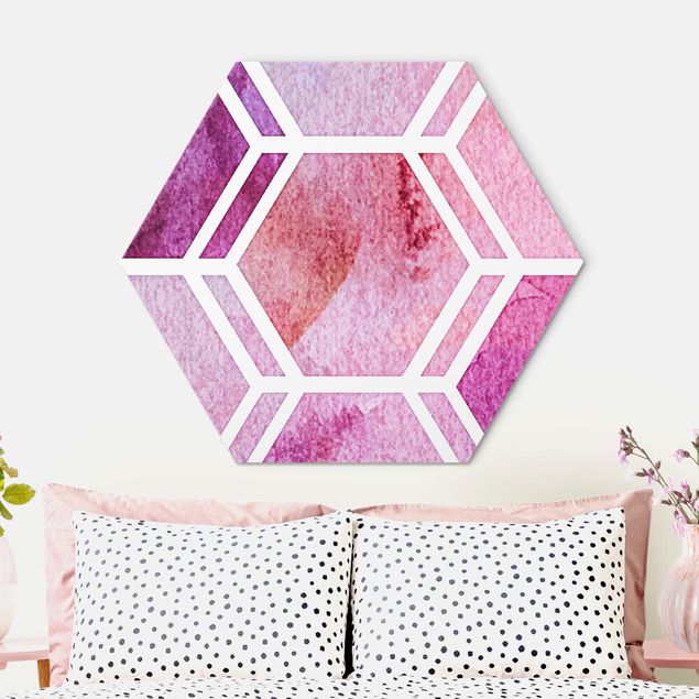 Dibond Hexagonal Dreams Watercolour In Berry