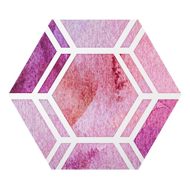 Alu-Dibond hexagon - Hexagonal Dreams Watercolour In Berry