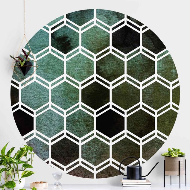 Wallpapers Hexagonal Dreams Watercolour In Green