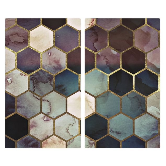 Stove top covers - Hexagonal Dreams Watercolour Pattern
