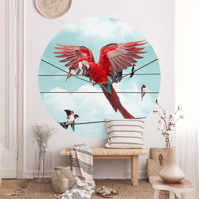 Self-adhesive round wallpaper - Sky With Birds