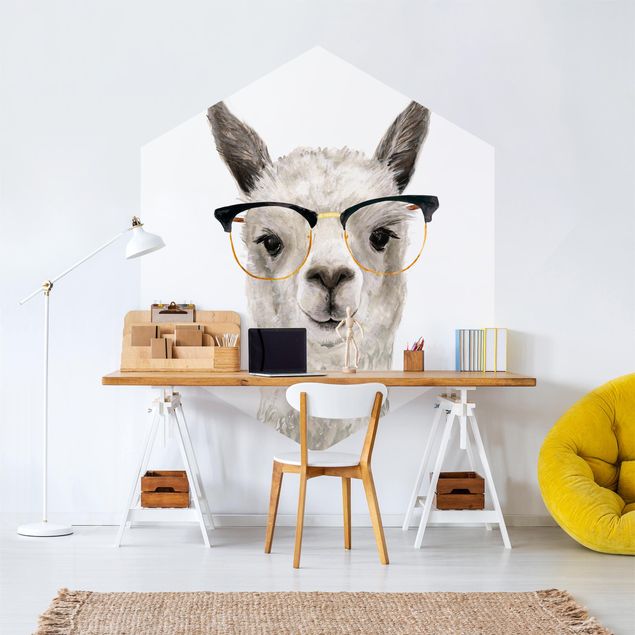 Self-adhesive hexagonal pattern wallpaper - Hip Lama With Glasses I