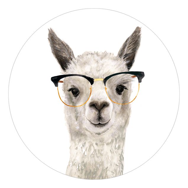 Self-adhesive round wallpaper kids - Hip Lama With Glasses I