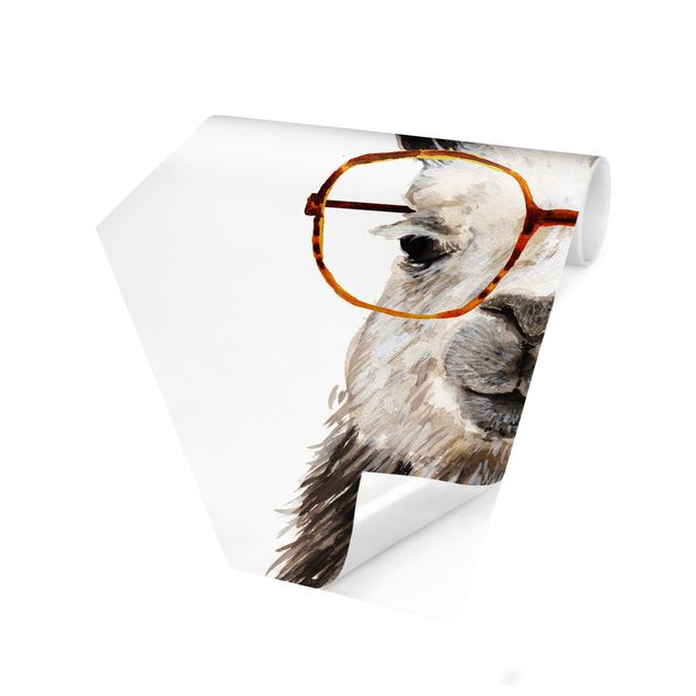 Self-adhesive hexagonal pattern wallpaper - Hip Lama With Glasses IV
