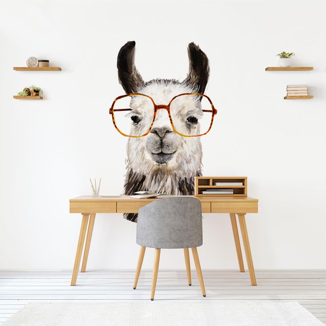 Self-adhesive round wallpaper kids - Hip Lama With Glasses IV