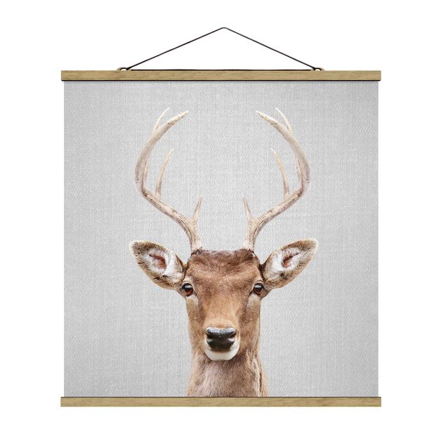 Fabric print with poster hangers - Deer Heinrich - Square 1:1