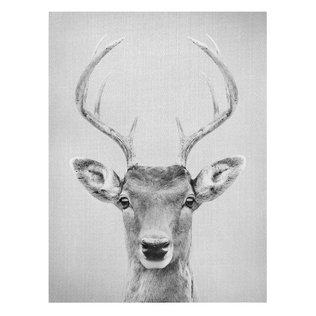 Canvas print - Deer Heinrich Black And White - Portrait format 3:4