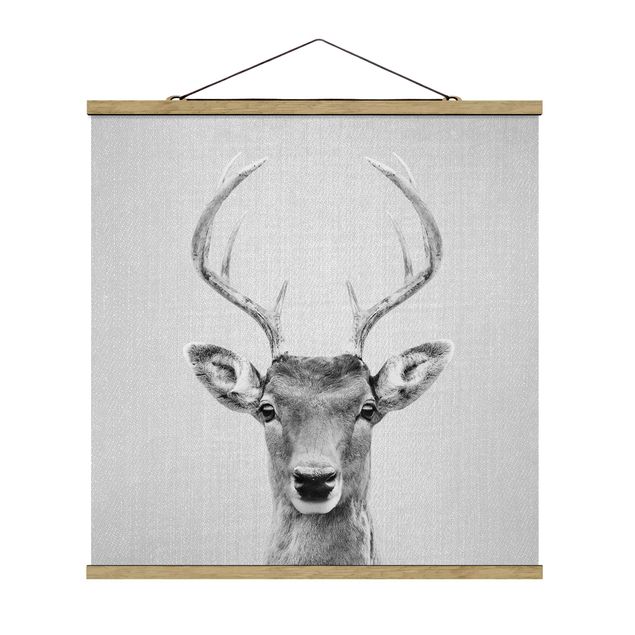 Poster art print - Deer Heinrich Black And White