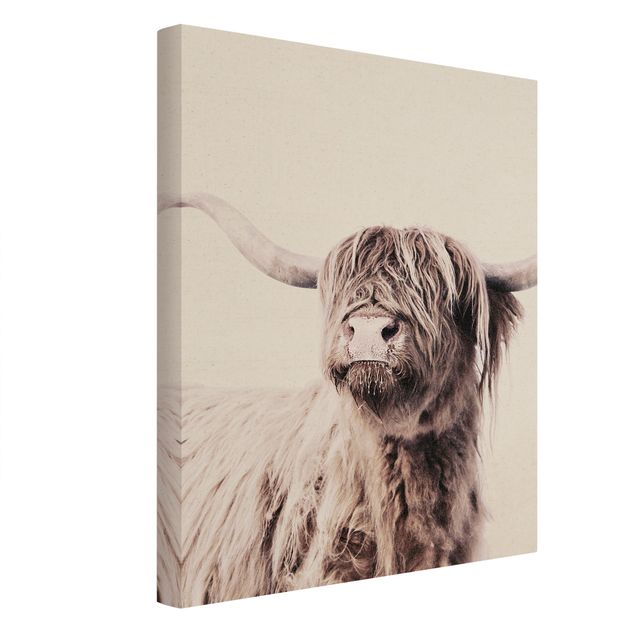 Canvas print gold - Highland Cattle Frida In Beige