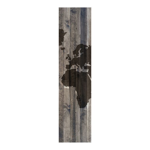 Sliding panel curtains set - Wood World Map