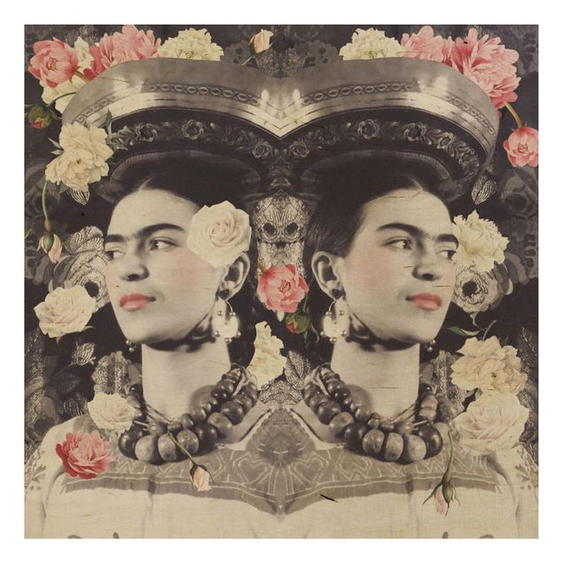 Wood print - Frida Kahlo - Flower Flood