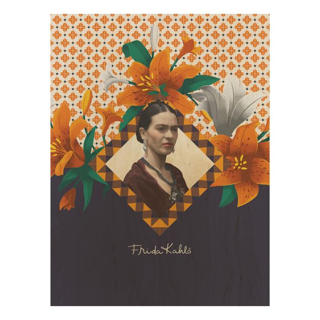 Wood print - Frida Kahlo - Lilies