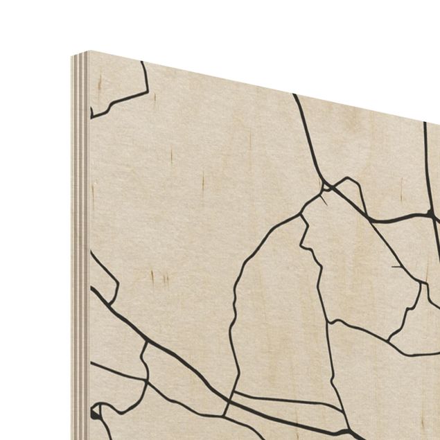 Wood print - Dresden City Map - Classical