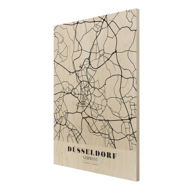 Wood print - Dusseldorf City Map - Classic