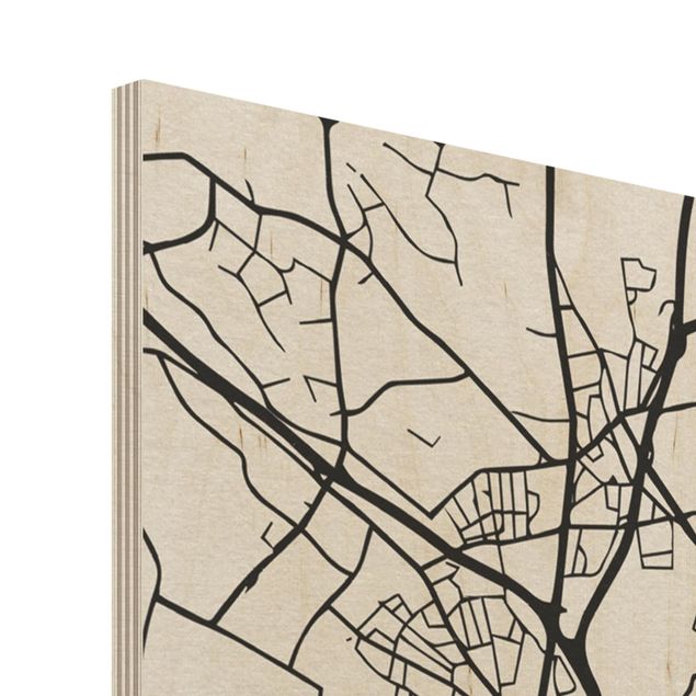 Wood print - Hamburg City Map - Classic