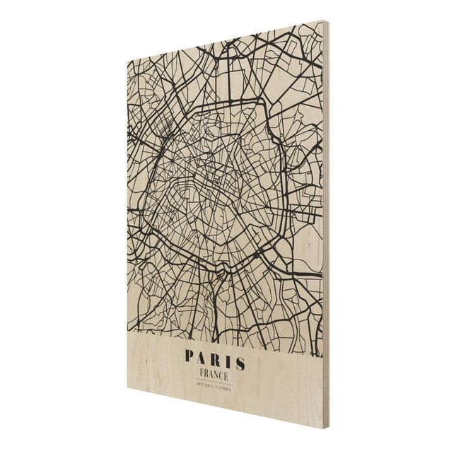 Wood print - Paris City Map - Classic