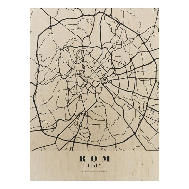Wood print - Rome City Map - Classical