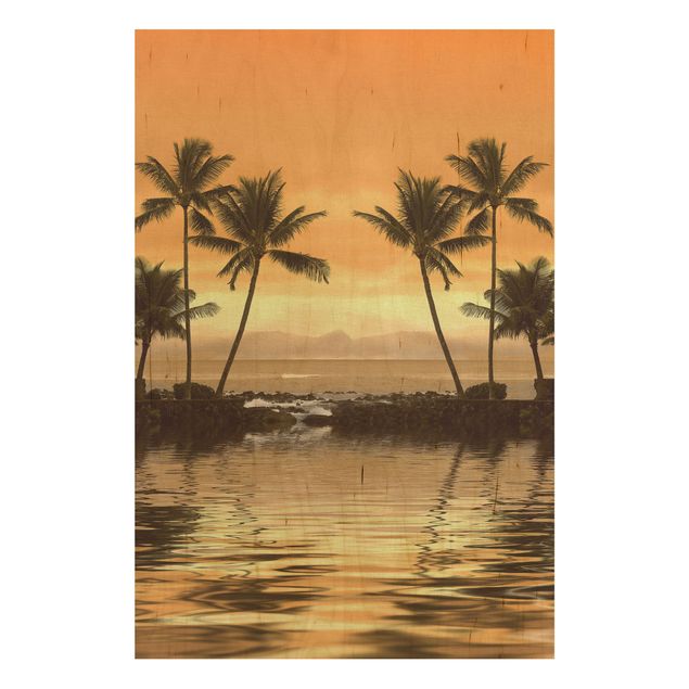 Wood print - Caribbean Sunset I