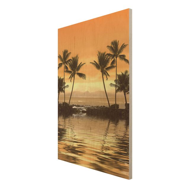 Wood print - Caribbean Sunset I