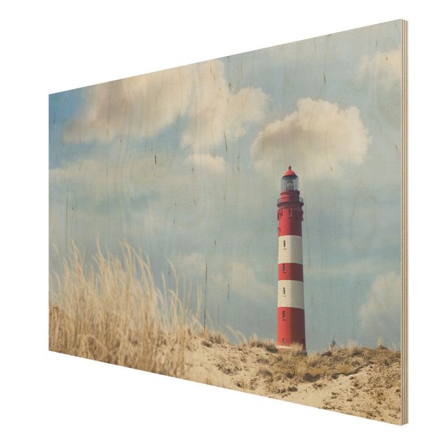 Wood print - Lighthouse Between Dunes