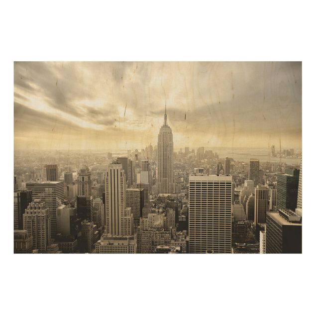 Wood print - Manhattan Dawn