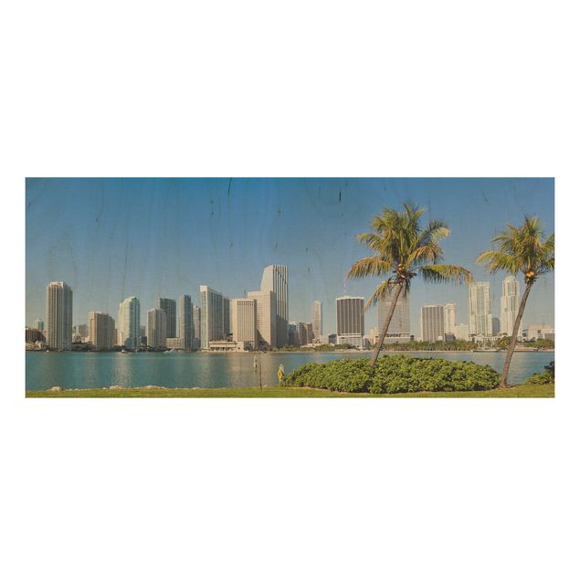 Wood print - Miami Beach Skyline