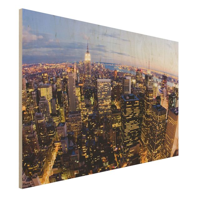 Wood print - New York Skyline At Night