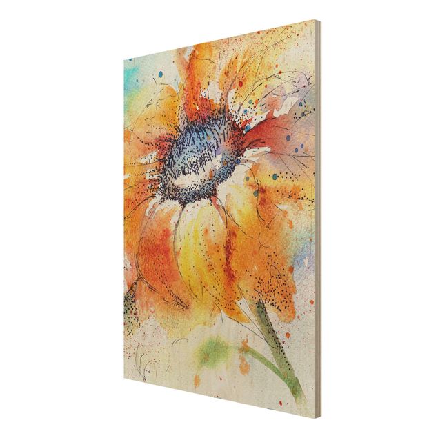 Wood print - Painted Sunflower