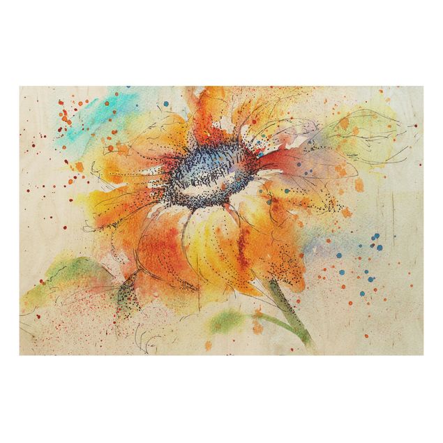 Wood print - Painted Sunflower