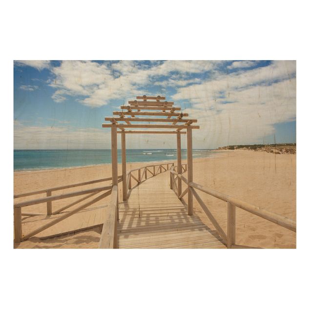 Wood print - Beach Path To The Sea In Andalusia