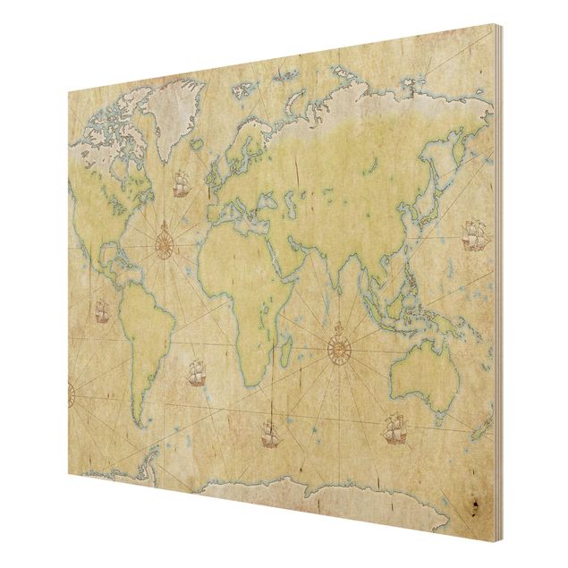 Wood print - World Map