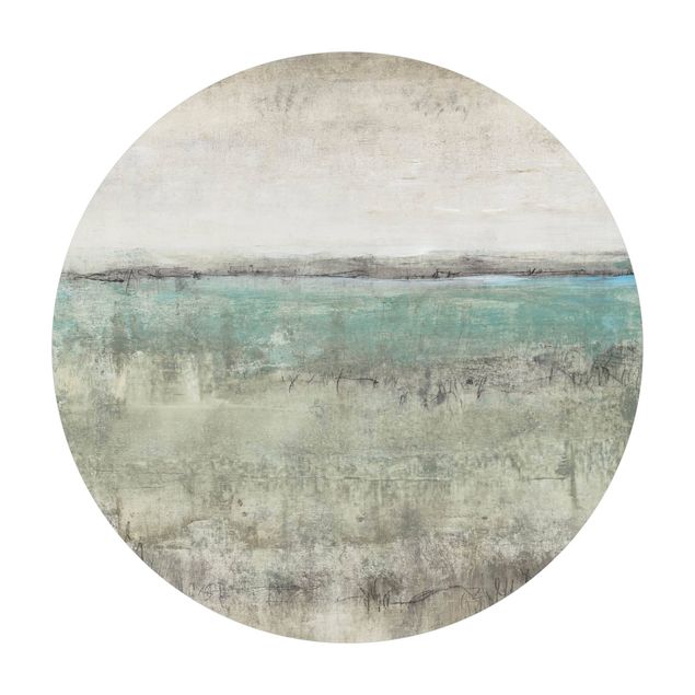 Vinyl Floor Mat round - Horizon Over Turquoise I