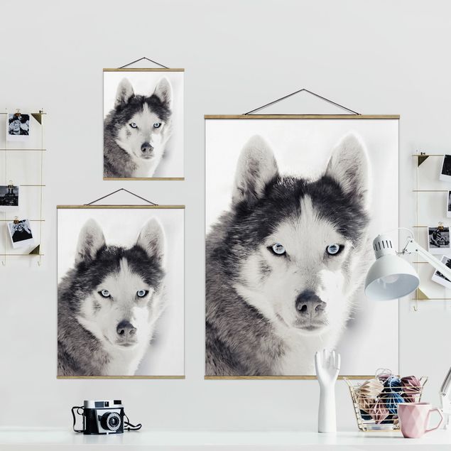 Fabric print with poster hangers - Husky Portrait - Portrait format 3:4