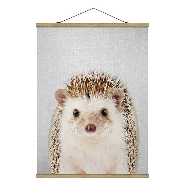 Fabric print with poster hangers - Hedgehog Ingolf - Portrait format 3:4