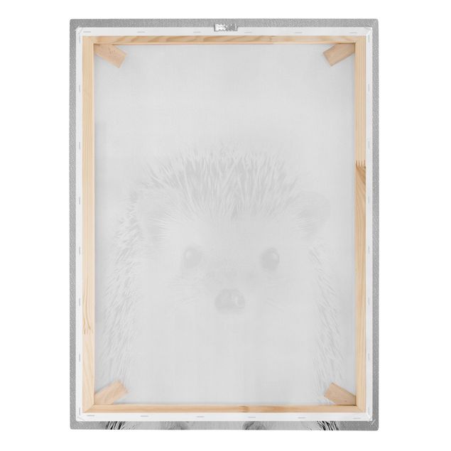 Canvas print - Hedgehog Ingolf Black And White - Portrait format 3:4