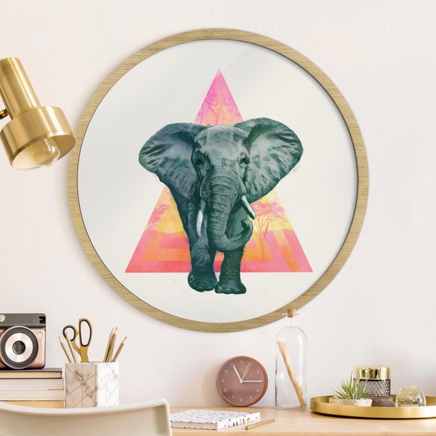 Framed prints round Illustration Elephant Triangle Drawing Background