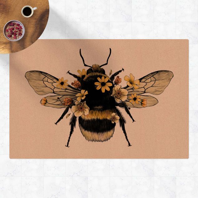Modern rugs Illustration Floral Bumblebee
