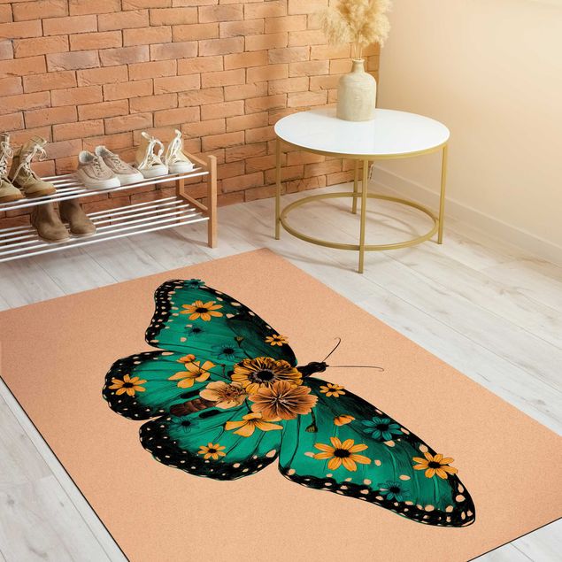 large floor mat Illustration Floral Common Morpho