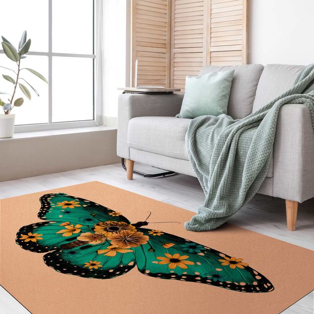 turquoise rugs for living room Illustration Floral Common Morpho