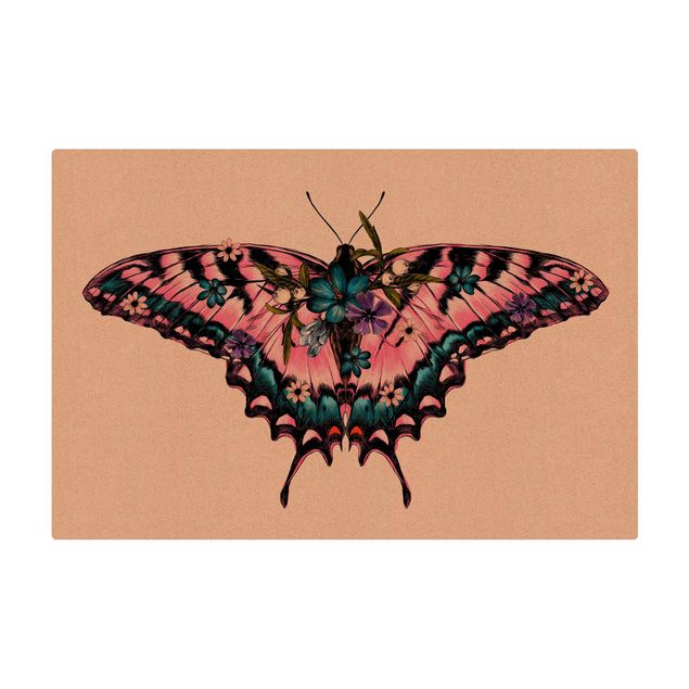 Cork mat - Illustration Floral Tiger Swallowtail - Landscape format 3:2