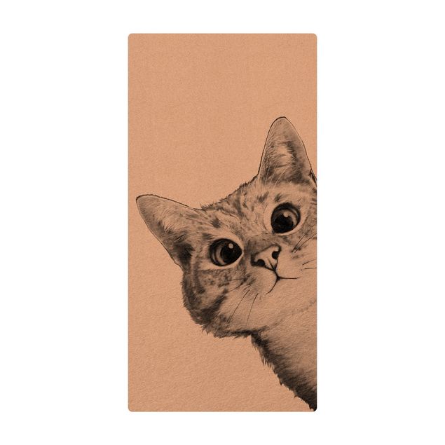 Cork mat - Illustration Cat Drawing Black And White - Portrait format 1:2