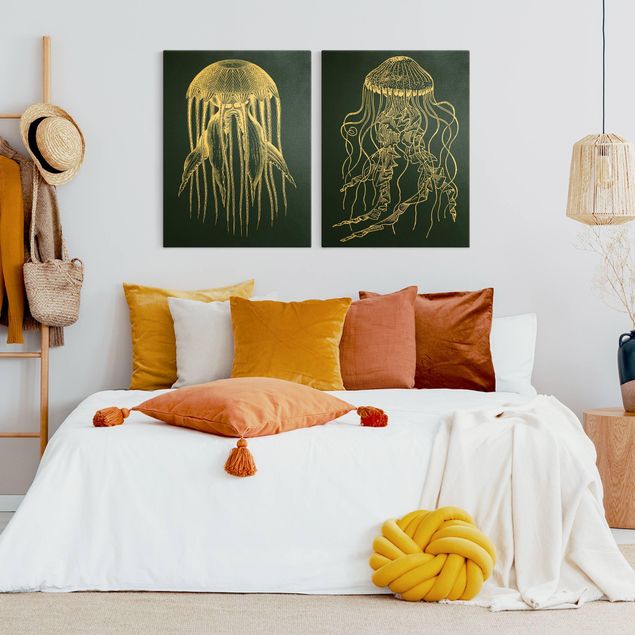 Print on canvas - Illustration Jellyfish Duo