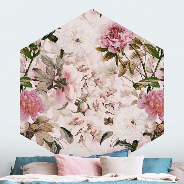 Wallpapers Illustrated Peonies In Light Pink