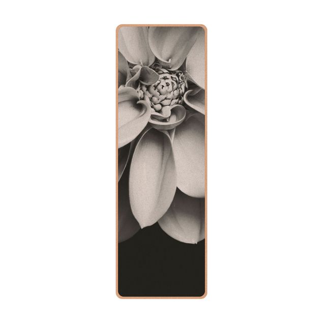 Yoga mat - In The Heart Of A Dahlia Black And White