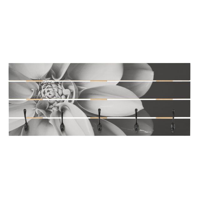 Wooden coat rack - In The Heart Of A Dahlia Black And White