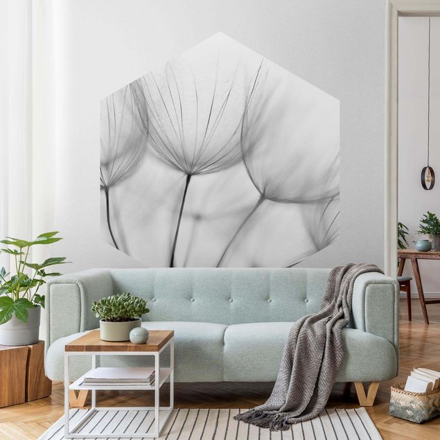 Self-adhesive hexagonal pattern wallpaper - Inside A Dandelion Black And White