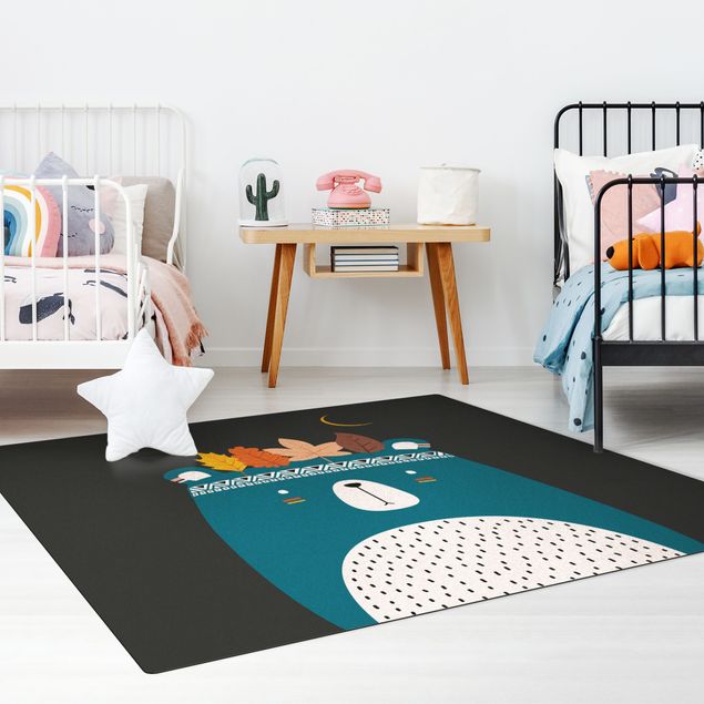 teal rugs for living room Tribal Bear At Night