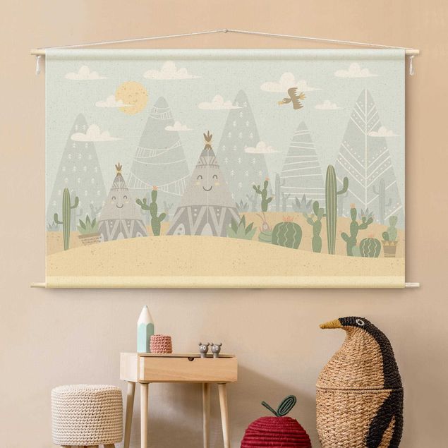 tapestry wall hanging Tepee with Cacti