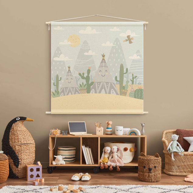 extra large wall tapestry Tepee with Cacti